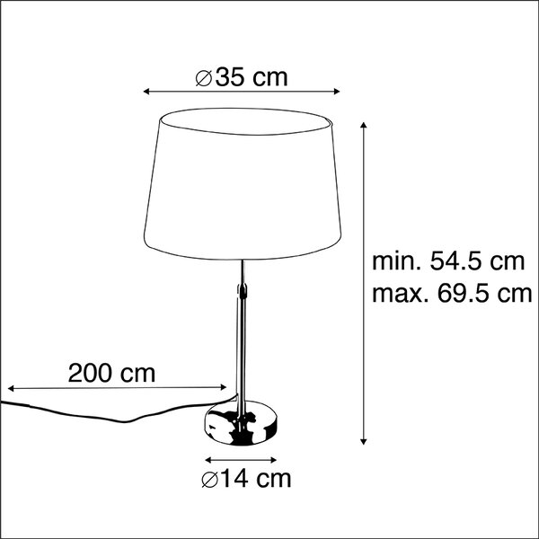 Lampa stołowa złota/mosiężna z czarnym abażurem z lnu 35 cm - Parte