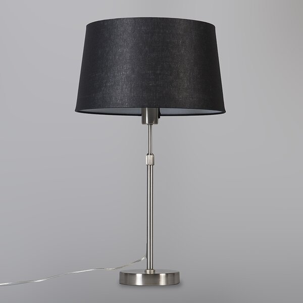 Lampa stołowa ze stali z czarnym kloszem 35 cm regulowana - Parte