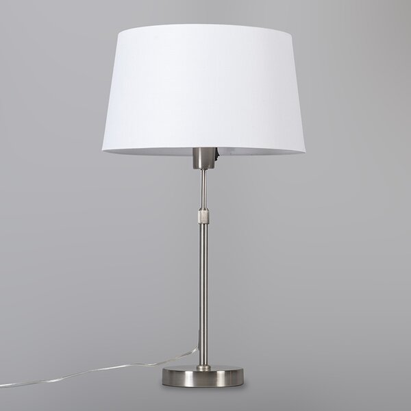 Lampa stołowa ze stali z białym kloszem 35 cm regulowana - Parte