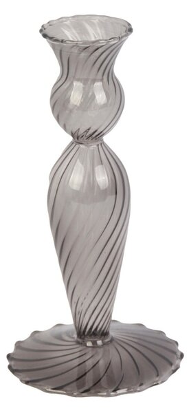 Szary szklany świecznik PT LIVING Swirl, wys. 17 cm