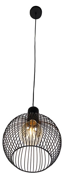 Designerska okrągła lampa wisząca czarna 30 cm - Dos