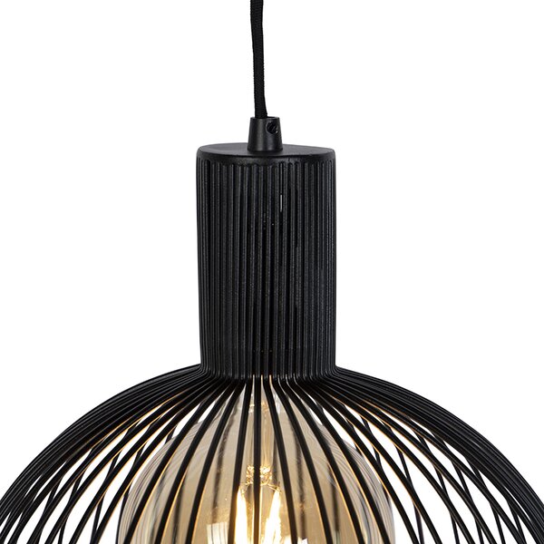 Designerska okrągła lampa wisząca czarna 30 cm - Dos