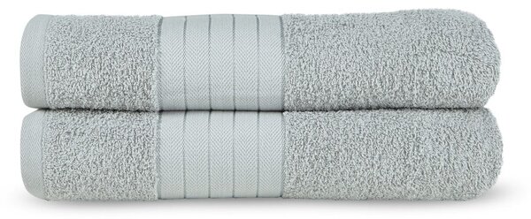 Jasnoszare bawełniane ręczniki kąpielowe frotte zestaw 2 szt. 70x140 cm – Good Morning