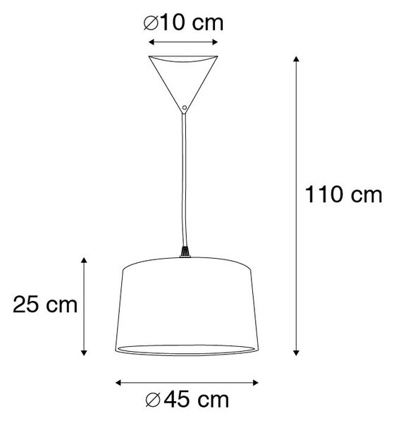 Nowoczesna lampa wisząca czarna klosz biały 45cm - Pendel