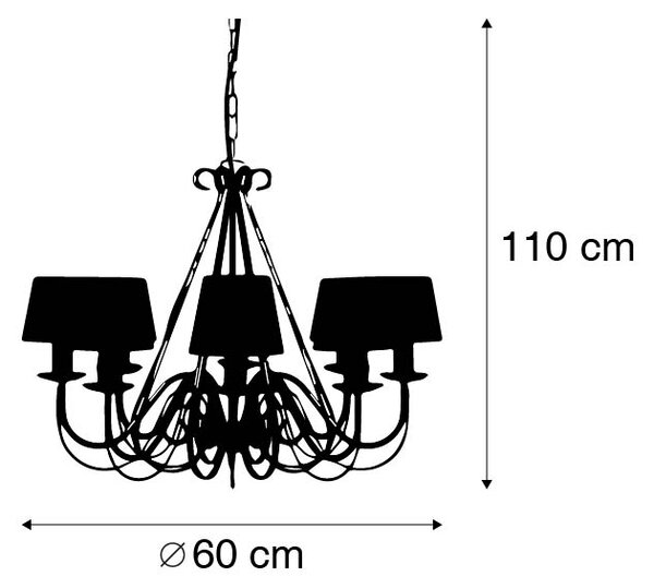 Lampa wisząca kremowa z kloszem zaciskowym 12 cm czarny - Giuseppe