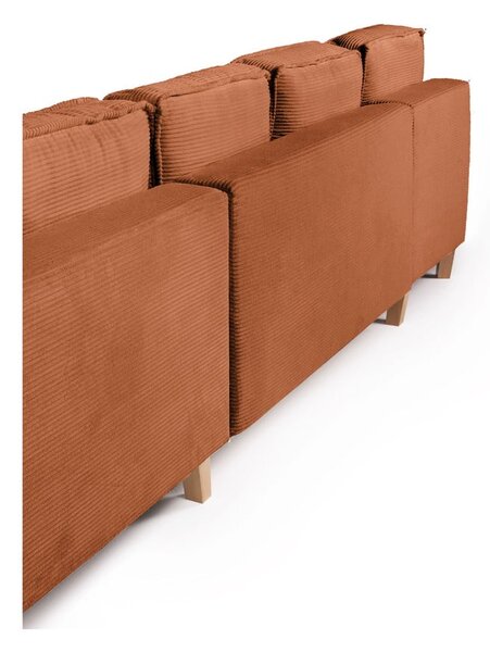 Pomarańczowy sztruksowy rozkładany narożnik (prawostronny/w kształcie litery U) Tori – Bonami Selection