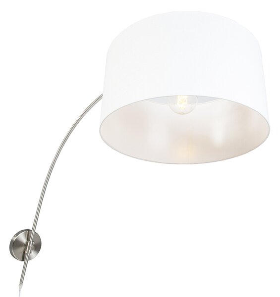 Nowoczesna lampa ścienna łukowa ze stali z białym kloszem 50/50/25 regulowana