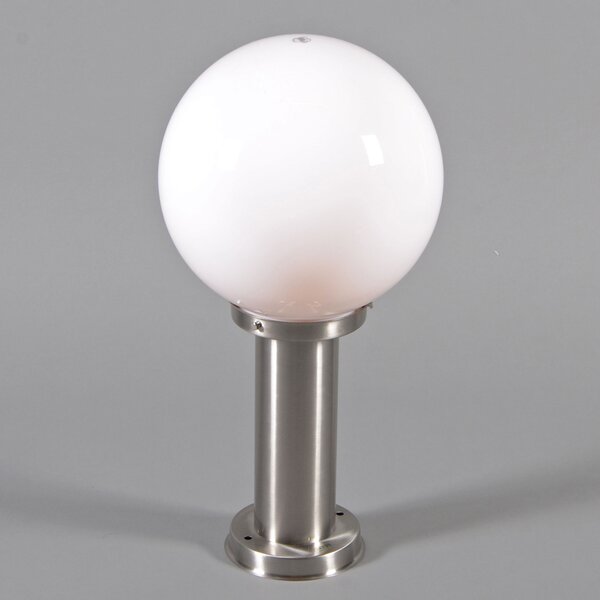 Lampa zewnętrzna stal nierdzewna 50 cm - Sfera z kołkiem gruntowym i wpustem kablowej