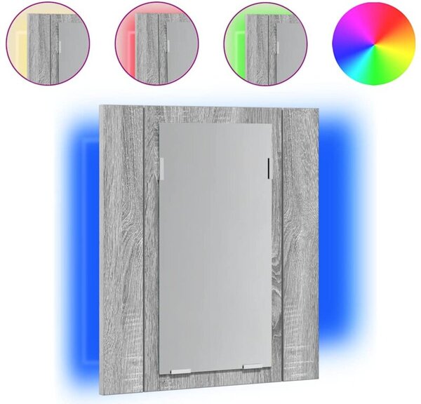 Szafka łazienkowa z lustrem i LED, szary dąb sonoma 40x12x45 cm