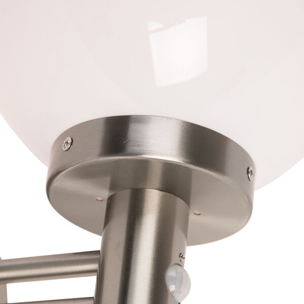 Lampa ścienna zewnętrzna stal nierdzewna IP44 z czujnikiem ruchu - Sfera