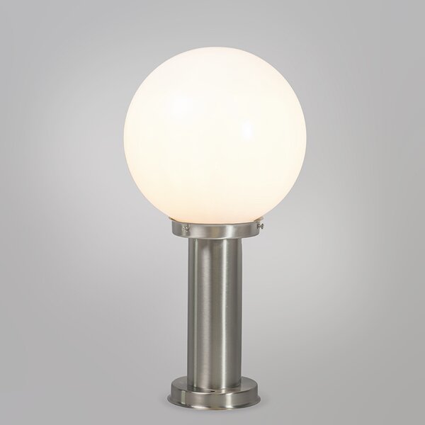 Lampa zewnętrzna stal nierdzewna 50 cm - Sfera z kołkiem gruntowym i wpustem kablowej