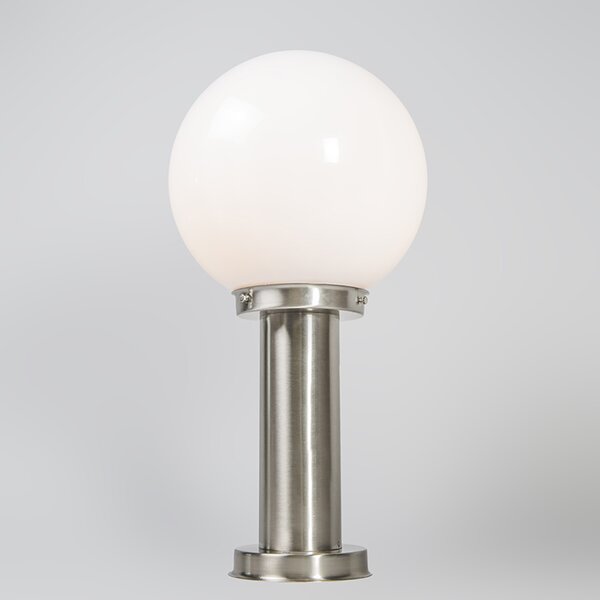Lampa zewnętrzna stal nierdzewna 50 cm - Sfera z kołkiem gruntowym i wpustem kablowej
