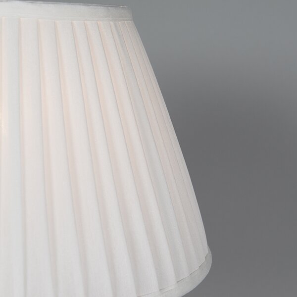Retro lampa stołowa mosiądz z abażurem plisowanym krem 35 cm - Kaso