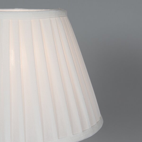 Klasyczna lampa stołowa mosiężna z kloszem plisowanym białym 25 cm - Kaso