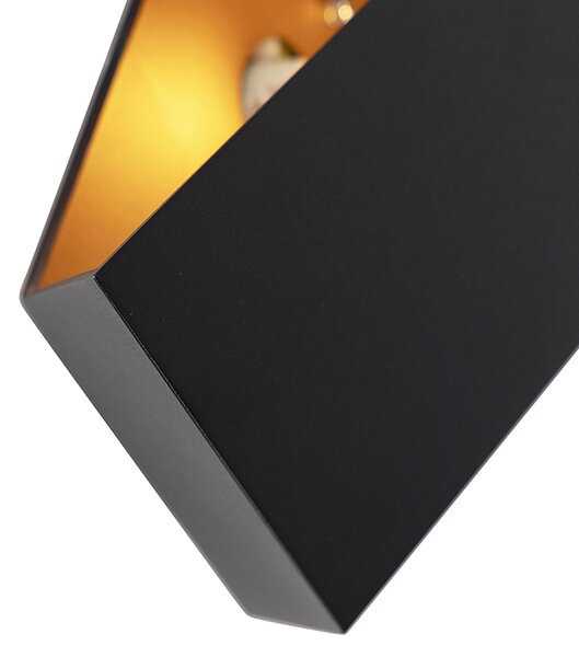 Designerska lampa ścienna czarna ze złotem - Fold