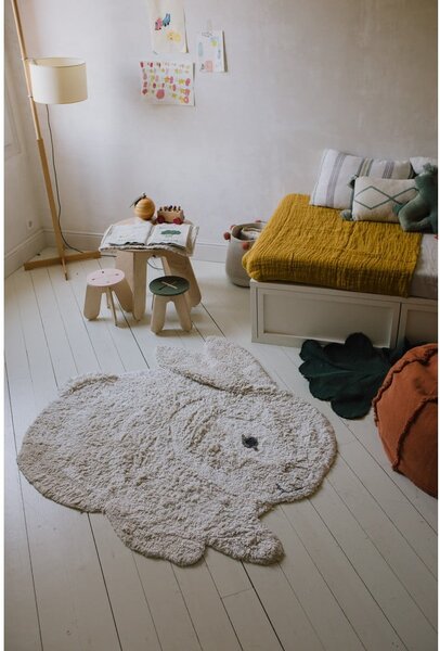 Jasnoszary bawełniany dywan dziecięcy tkany ręcznie odpowiedni do prania 130x135 cm Bunny – Lorena Canals