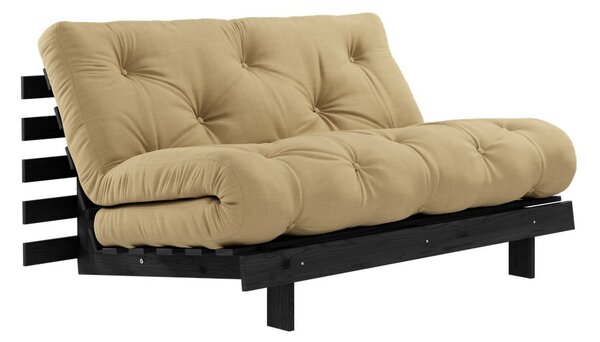 Musztardowa rozkładana sofa 140 cm Roots Black Night – Karup Design