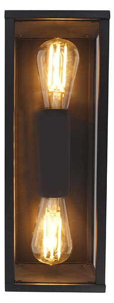 Industrialna lampa ścienna czarna 38 cm 2-światłowa IP44 - Charlois