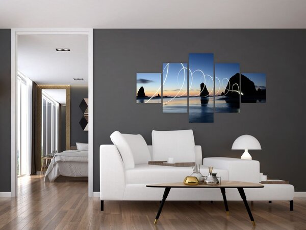 Obraz - plaża o zachodzie słońca (125x70 cm)