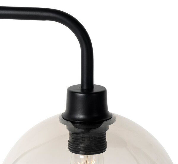 Nowoczesna lampa stołowa czarna z kloszem w kolorze dymu - Maly