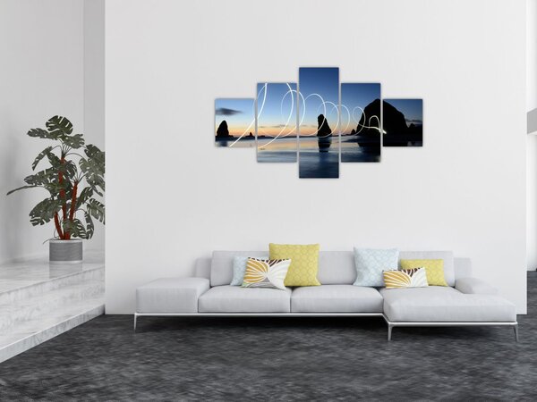 Obraz - plaża o zachodzie słońca (125x70 cm)
