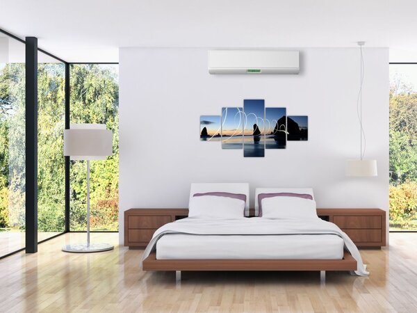 Obraz - plaża o zachodzie słońca (125x70 cm)
