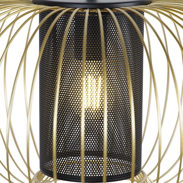 Designerska lampa wisząca złota z czarnym 50 cm - Marnie