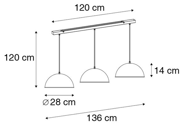 Industrialna lampa wisząca czarna ze złotem 3-światłowa - Magnax