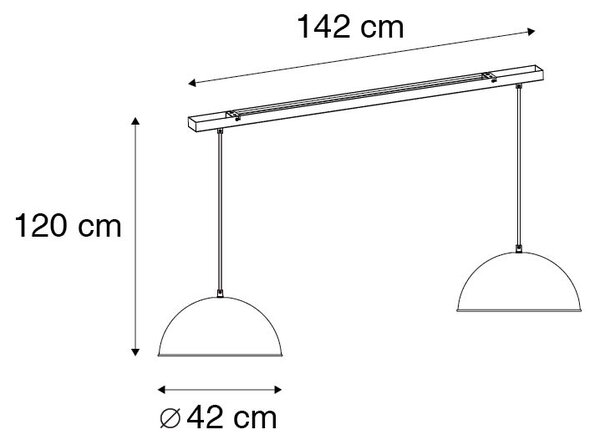 Industrialna lampa wisząca czarna ze złotem 2-światłowa - Magnax