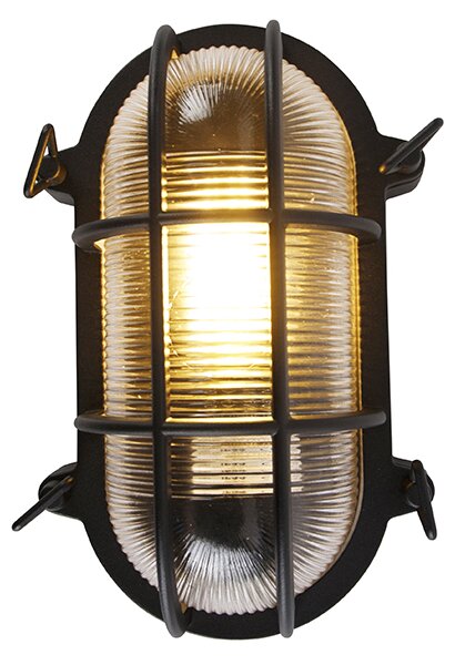 Industrialna lampa ścienna i sufitowa czarna owalna IP44 - Noutica