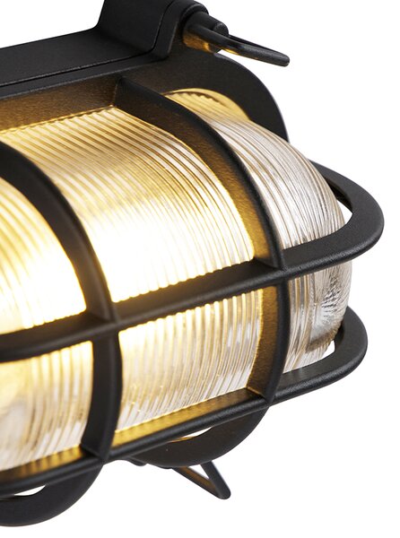 Industrialna lampa ścienna i sufitowa czarna owalna IP44 - Noutica