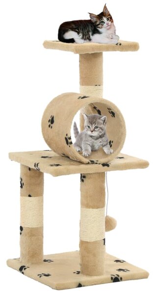 Drapak dla kota ze słupkami sizalowymi, 65 cm, beżowy w łapki