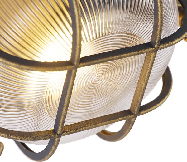 Lampa ścienna i sufitowa złota/mosiężna okrągła IP44 - Noutica