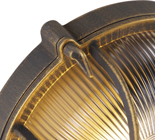 Lampa ścienna i sufitowa złota/mosiężna okrągła IP44 - Noutica