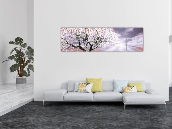 Czerwony obraz drzewa (170x50 cm)