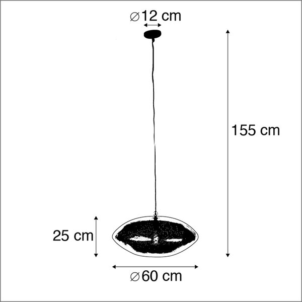 Orientalna lampa wisząca czarna ze złotem 60 cm - Radiance