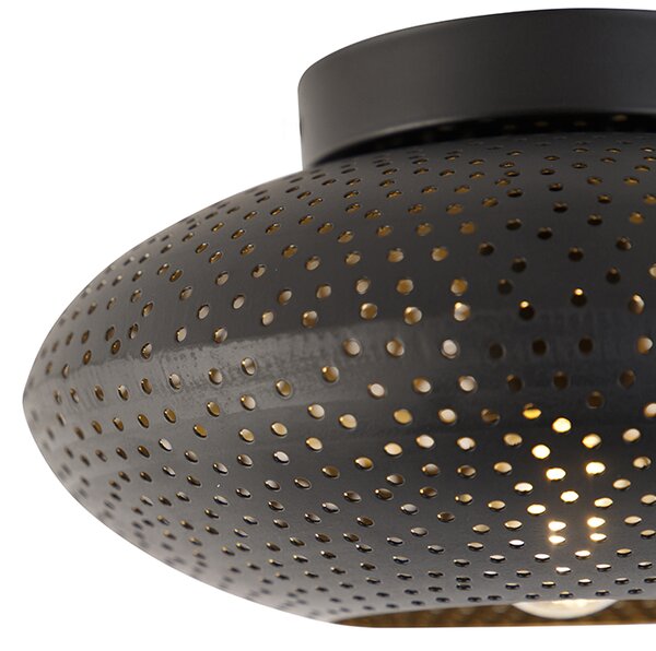 Orientalna lampa sufitowa czarna ze złotem 25 cm - Radiance