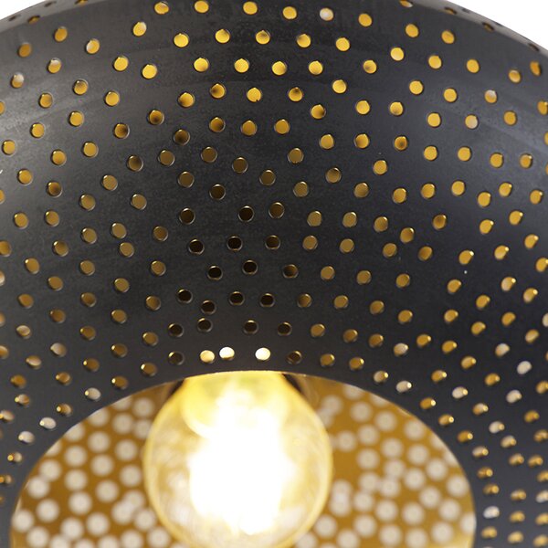 Orientalna lampa sufitowa czarna ze złotem 25 cm - Radiance