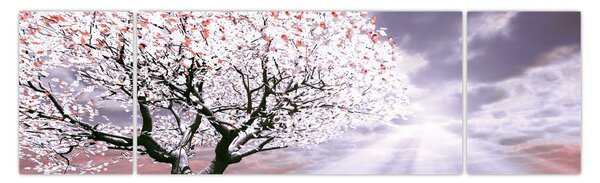 Czerwony obraz drzewa (170x50 cm)