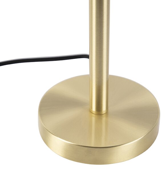 Klasyczna lampa stołowa mosiężna z czarnym kloszem 32 cm - Simplo