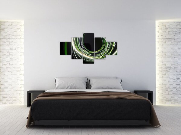 Obraz zielonych kresek (125x70 cm)