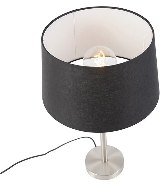 Nowoczesna lampa stołowa ze stali z czarnym kloszem 35 cm - Simplo