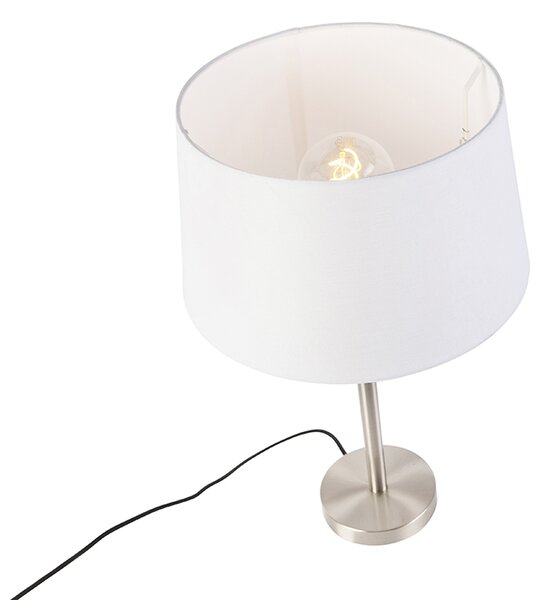 Nowoczesna lampa stołowa stalowa z białym kloszem 32 cm - Simplo