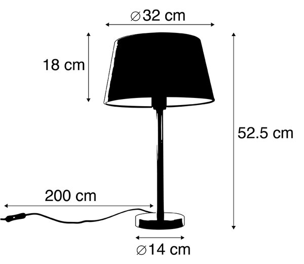 Klasyczna lampa stołowa czarna z czarnym kloszem 32 cm - Simplo