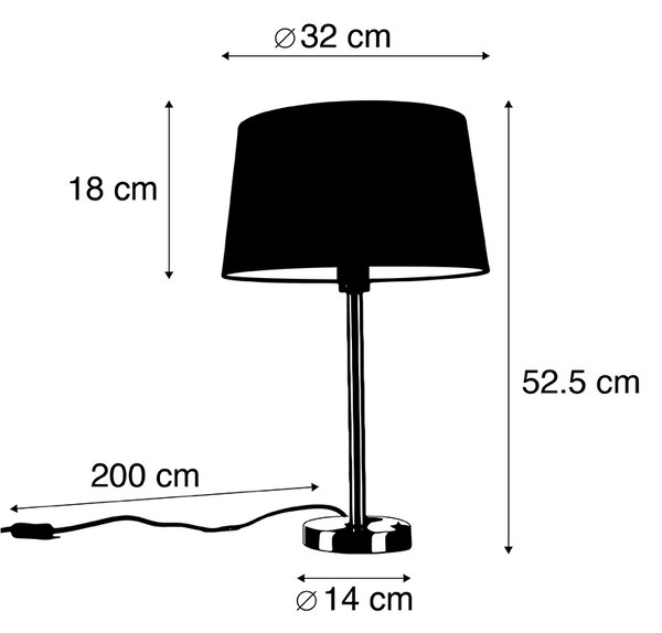 Nowoczesna lampa stołowa stalowa z białym kloszem 32 cm - Simplo