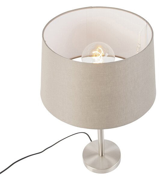 Nowoczesna lampa stołowa stalowa z abażurem w kolorze taupe 35 cm - Simplo