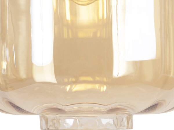 Designerska lampa wisząca czarna z bursztynowym szkłem 3-światła 161,5 cm - Qara