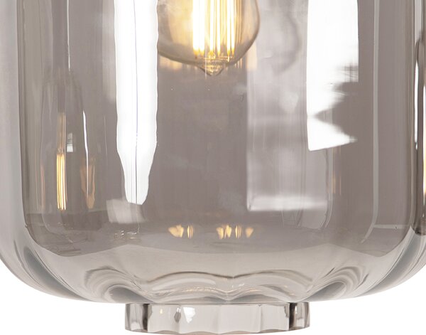 Designerska lampa wisząca czarna z przydymionym szkłem 3-światłowa 161,5 cm - Qara