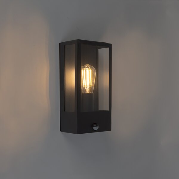Lampa ścienna zewnętrzna czarna z czujnikiem ruchu IP44 - Rotterdam