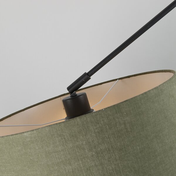 Lampa wisząca czarna z kloszem 35 cm zielonym regulowanym - Blitz